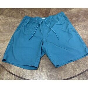 Blue Crown Swim Trunks Men’s Large Teal Elastic Waist Drawstring Beach Shorts